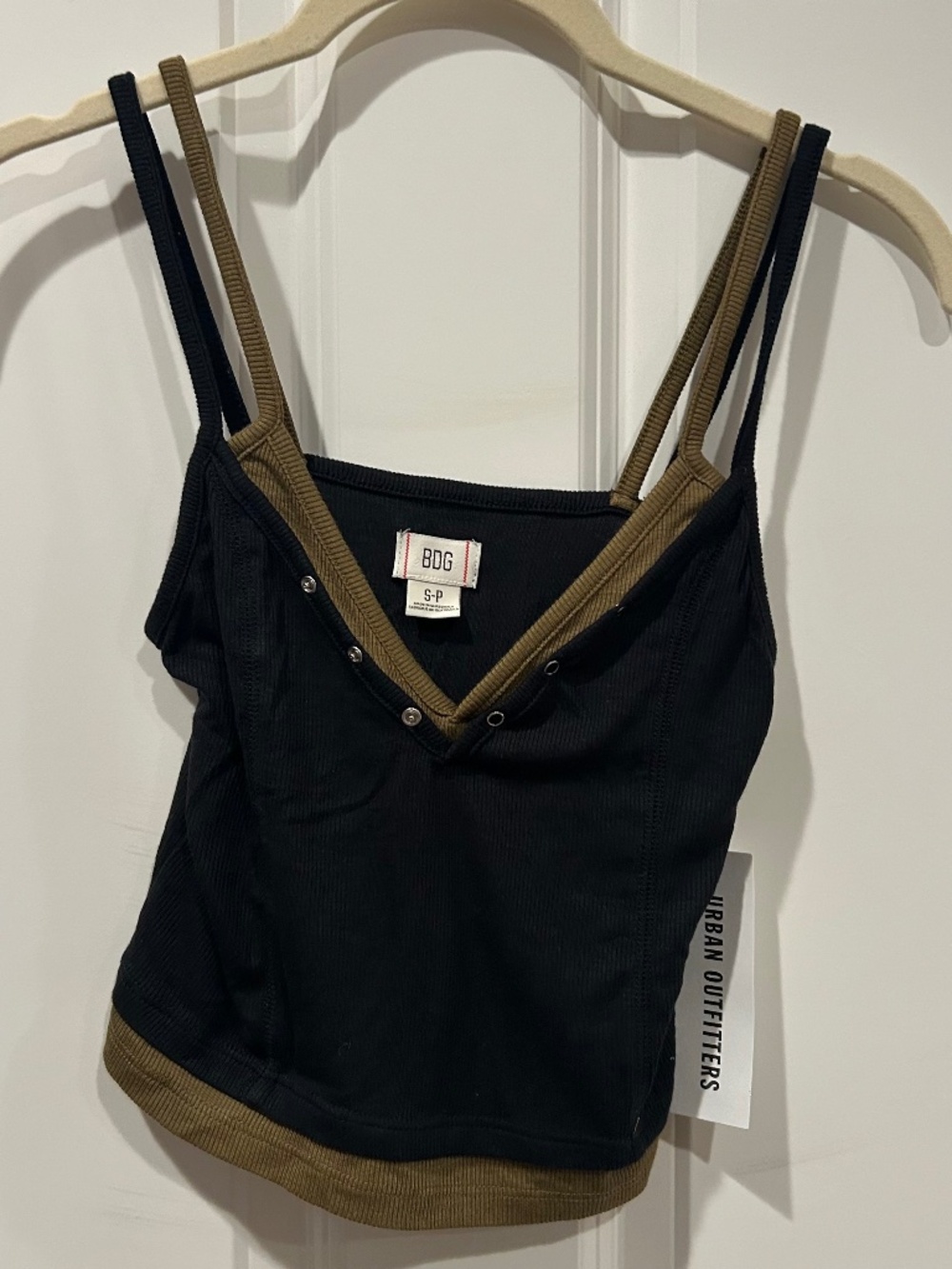 BDG Urban Outfitters Black Brown Layered Ribbed Cami Tank Top Size Small NWT